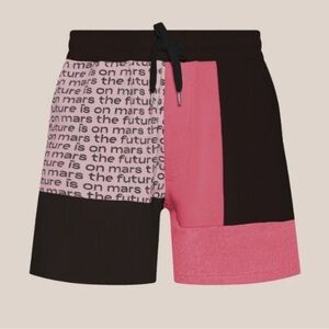 TFIOM Men’s Patchwork Corduroy Shorts In Black Chestnut Oak Pink Size Medium
